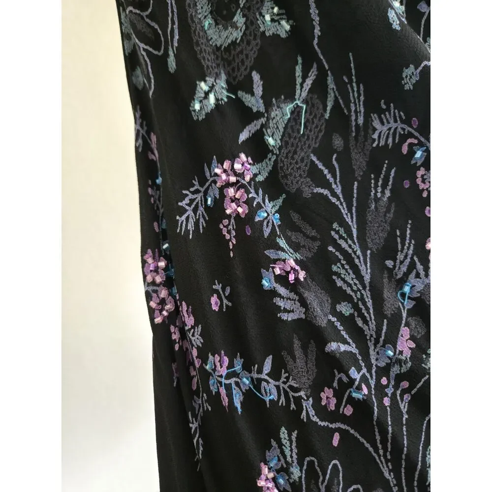 Eva Blue Vtg Y2K Floral Fairy Beaded Layered Maxi Dress Sz 12 Whimsigoth Wedding - Picture 8 of 8